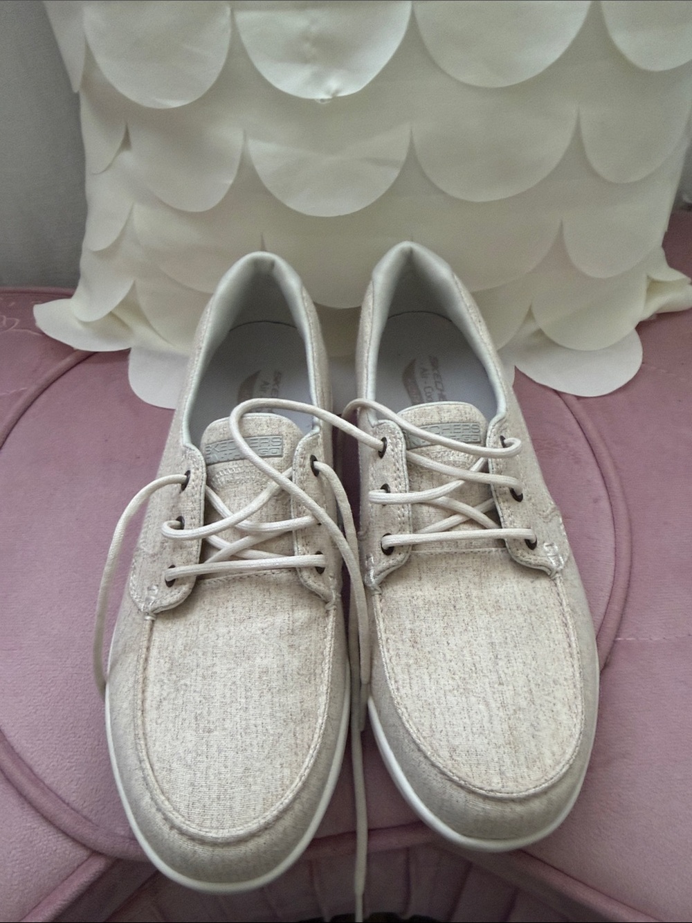 Skechers Men's Light Beige Canvas Boat Shoes